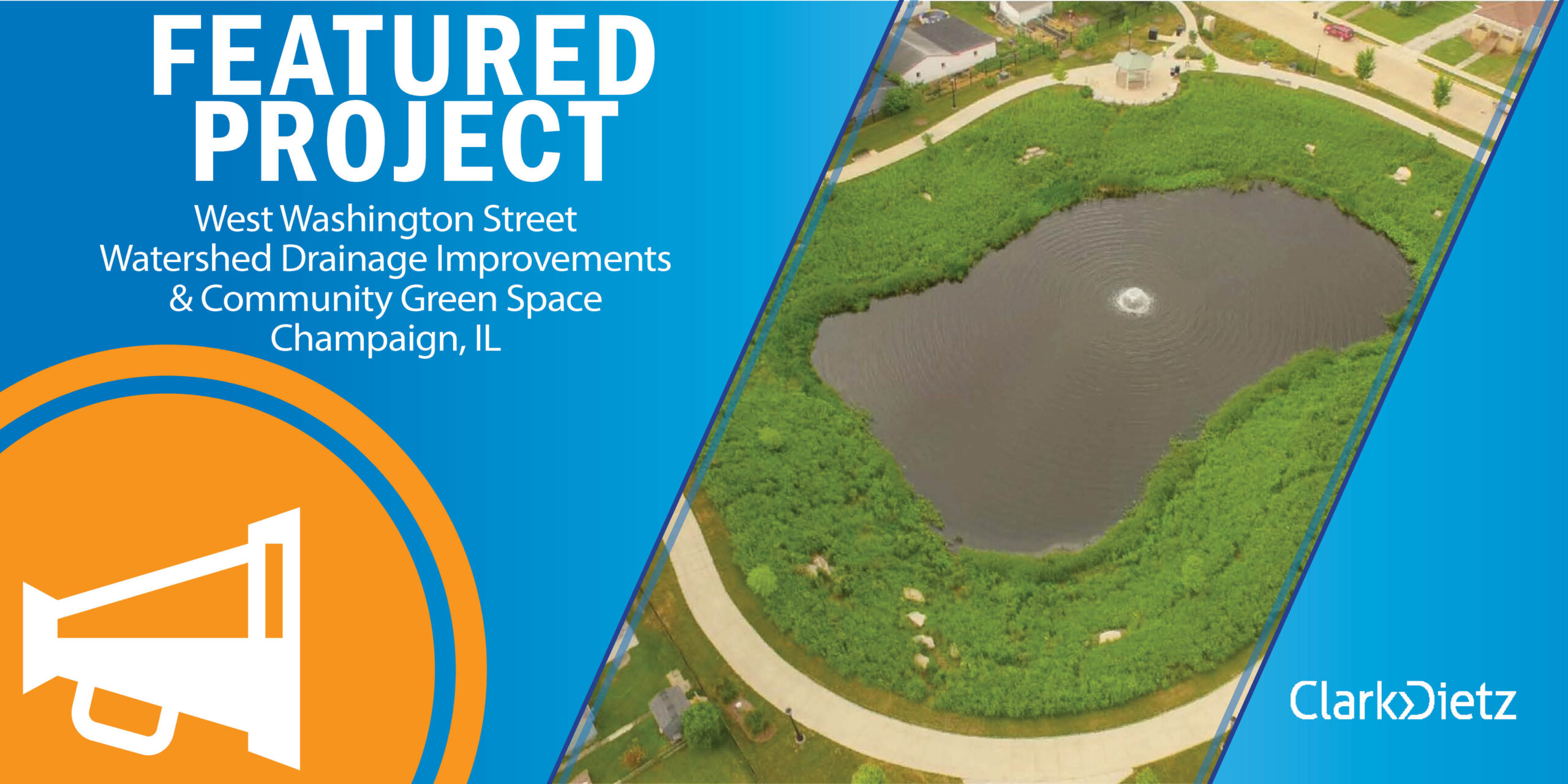 Featured Project graphic for the west washington drainage/stormwater project and community greenspace.